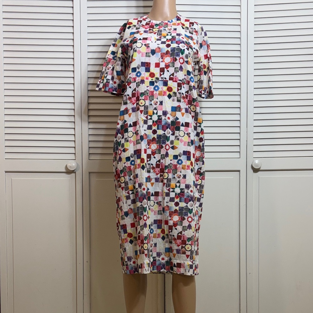Multicolor Geometric Print Midi Dress